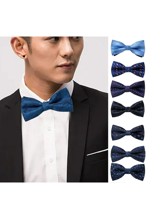 Men Tie Bow Adjustable Fashion Pattern Good Touch Solid Color Decoration Cute Double Layer Jacquard Tie for Wedding