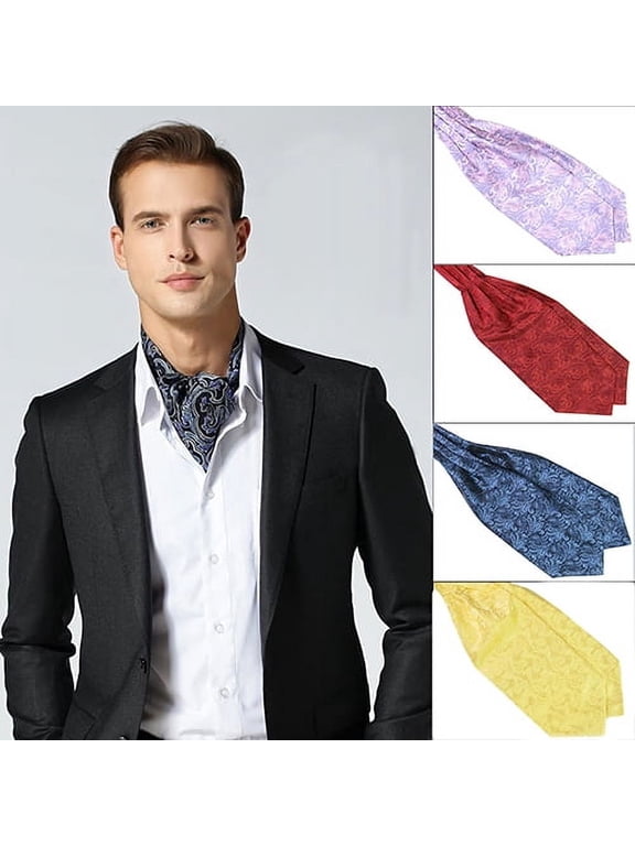 Men's Classic Colorful Silky Satin Wedding Banquet Necktie Cravat Ascot Tie