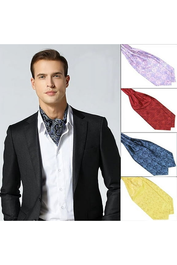 Men's Classic Colorful Silky Satin Wedding Banquet Necktie Cravat Ascot Tie