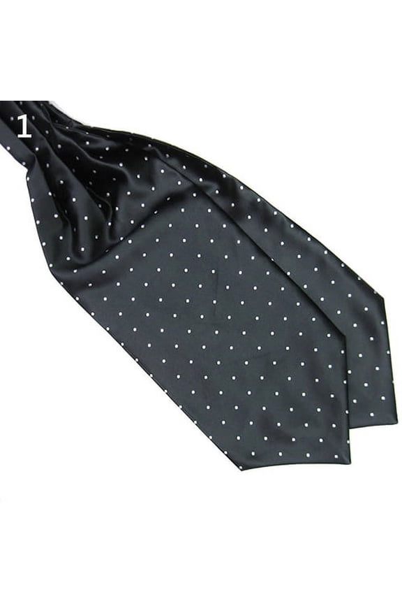 Men's Fashion Smooth Polka Dots Print Ascot Tie Neck Tie Silk Blend Scarf Cravat