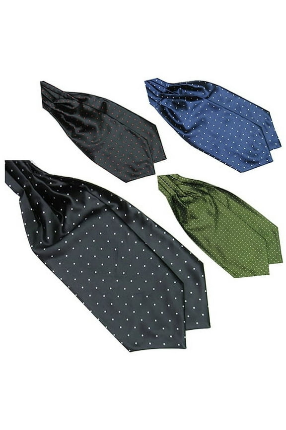 Men's Fashion Smooth Polka Dots Print Ascot Tie Neck Tie Silk Blend Scarf Cravat