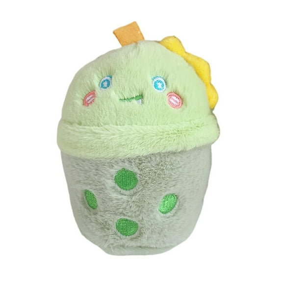 Kripyery Milk Tea Cup Plush Doll Soft Fluffy Cartoon Stuffed Sweet Color Elastic Shoulder Bag Shcoolbag Pendant Animal Theme Plush Doll