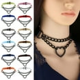 thumbnail image 1 of Kripyery Necklace Chain Personality Twisted Chain Double Layer Faux Leather Sexy Gothic Punk Love Heart Pendant Collar Jewelry Accessory, 1 of 8