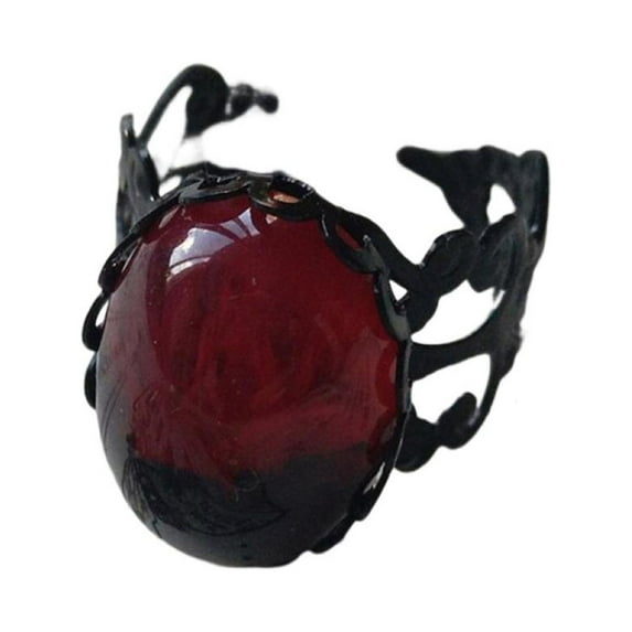 Kripyery Open Ring Personality Geometric Adjustable Open Design Charming Decoration Long Lasting Vintage Gothic Red Faux Crystal Ring Jewelry Accessories