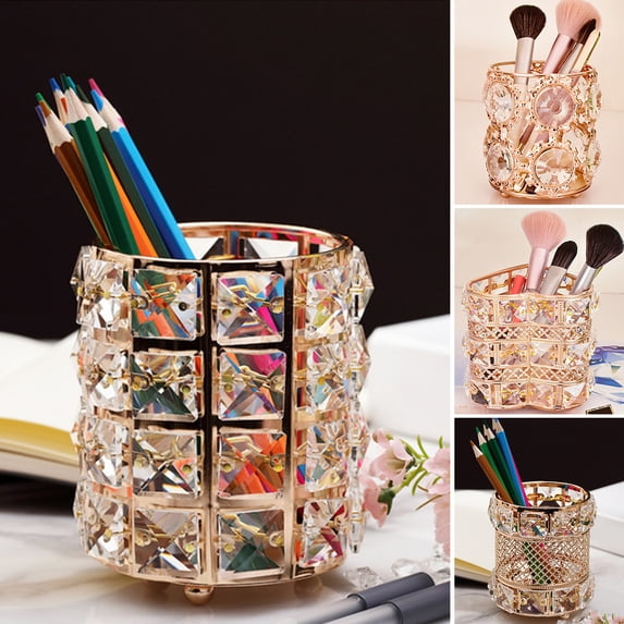 Kripyery Pen Holder Creative Shape Large Capacity Shatterproof Non-Slip Wide Application Decorative Metal Pen Basket Stationery Cosmetics Storage Box for Home