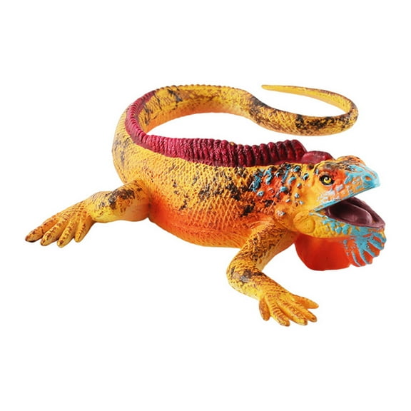 Kripyery Reptile Statue Model Simulated Cute Lizard Chameleon Bearded Dragon Solid Model Decoration PVC Reptile Amphibian Figurine Ornament Educational Toy