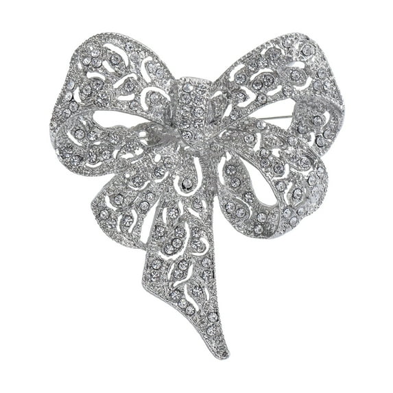 Kripyery Retro Big Bowknot Shape Brooch Colorful Rhinestones Inlaid Pin Shawl Dress Suit Lapel Badge Jewelry Gift Coat Accessories