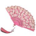 thumbnail image 1 of Kripyery Retro Lace Folding Fan Portable Lightweight Chinese Dance Handheld Fan Cherry Blossom Pattern Elegant Women's Fan with Tassel for Dance Performance Photography Props, 1 of 8