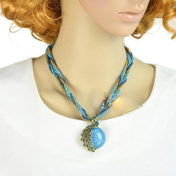 Kripyery Retro Vintage Necklace Bright-colored Bohemian Style Exquisite Sweater Chain for Daily Life