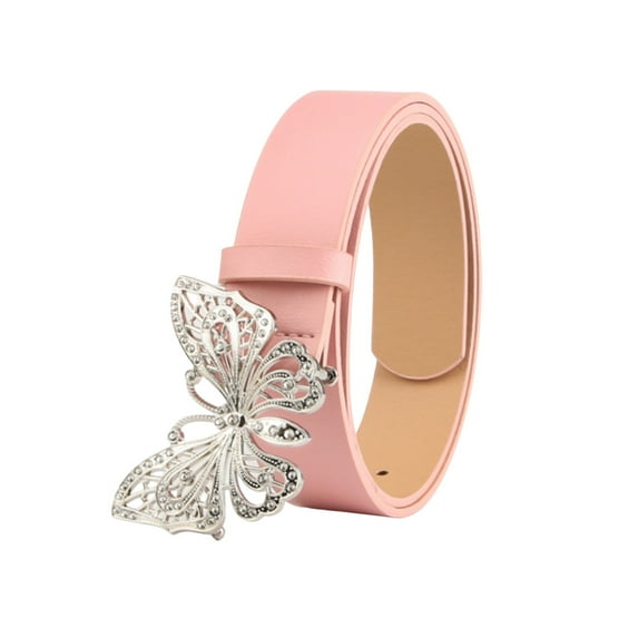 Kripyery Rhinestones Butterflies Decor Belt Adjustable Length Multi Holes Design Women Waistband Solid Color Belt Costume Accessories