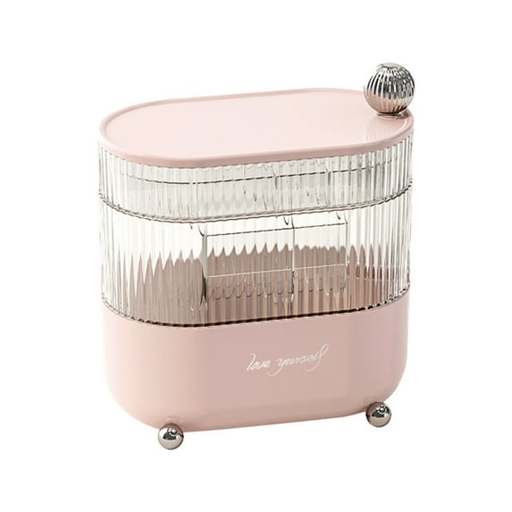 Kripyery Rotatable Jewelry Box with Dustproof Cover Multi-layered Makeup Organizer Lipsticks Brushes Removable Cable Storage Box