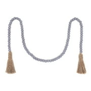 Kripyery Rustic Wooden Bead Wall Hanging Decoration - Handmade Wood Round Bead Garland with Hemp Rope Tassel, Farmhouse Home Supplies