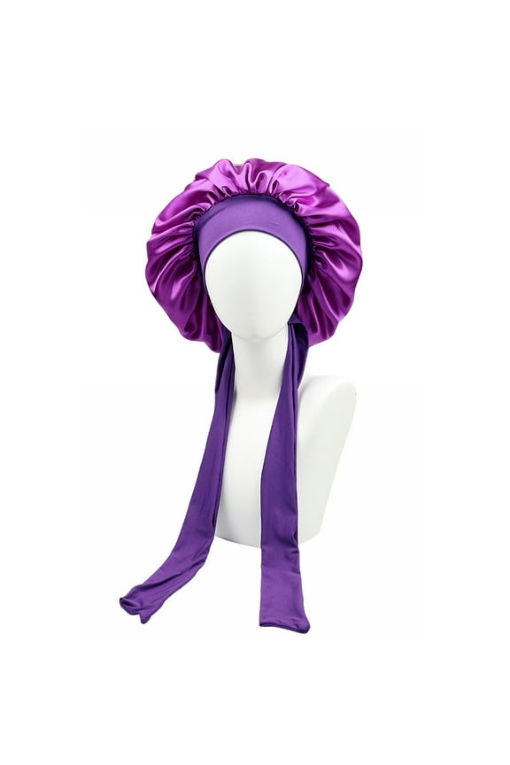 Salon Hat Women Shower Cap, Sleeping Satin Bonnet, Solid Color, Adjustable Lace-up Bow, Waterproof, High Density, Women Braids Curly Night Hat, Beauty Parlor Cap