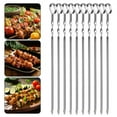 thumbnail image 1 of Kripyery Skewers for Grilling (10PCS) - Metal Skewers for Kabobs with Slider - BBQ Flat Skewers Stainless Steel for Meat Shrimp Chicken Veggie, 1 of 8