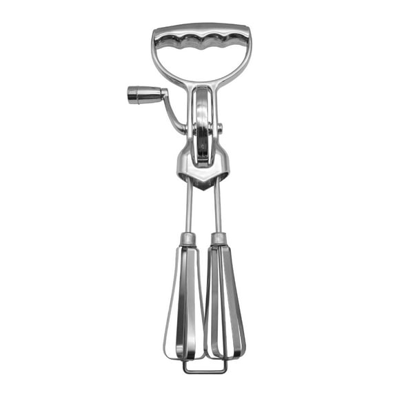 Kripyery Stainless Steel Manual Egg Beater Mixer Dual-Head Handheld Rotary Whisk Blender Ergonomic Handle Easy to Clean Store Versatile Kitchen Tool for Baking Cooking