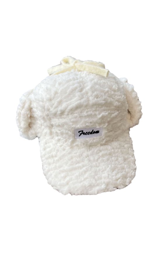 Winter Ladies Hat Earflaps Ear Protection Thickened Plush Long Brim Sunshade Solid Color Lace Up Strap Windproof Lei Feng Cap Winter Cycling Headwear