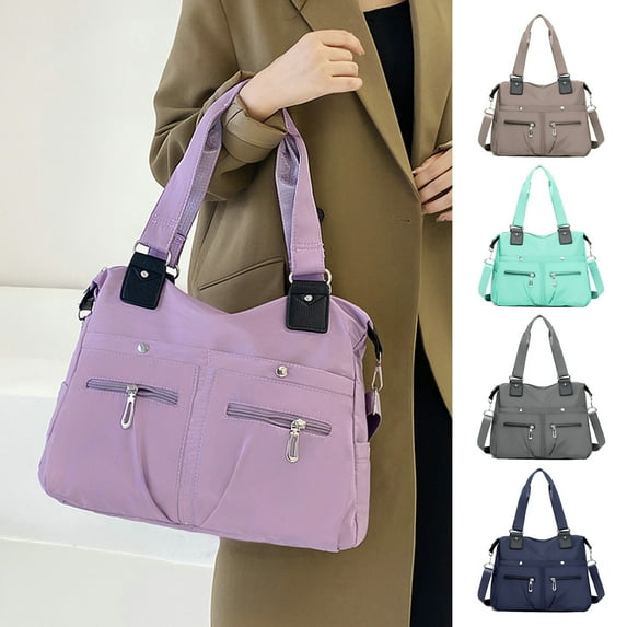 Kripyery Women Handbag Waterproof Nylon Shoulder Strap Top Handle Zipper Ladies Crossbody Tote Bag Purse Shopping Use