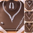 thumbnail image 1 of Kripyery Women Jewelry Set Luxury Elegant Shiny Full Rhinestones Inlaid Sparkling Dress Up Gift Simple Bridal Necklace Bracelet Earrings Ring Set Wedding Supplies, 1 of 7