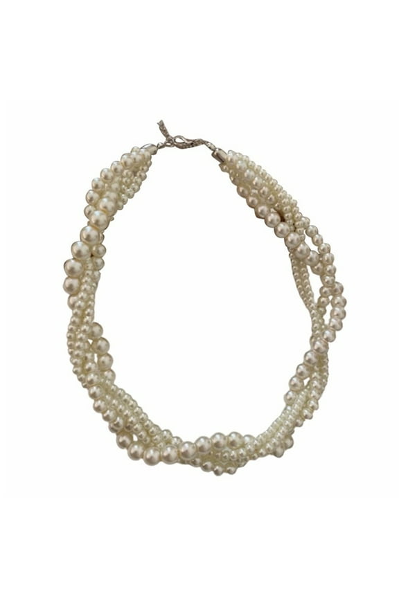 Women Necklace Vintage Faux Pearl Twisted Tangled - Multi-layered Faux Pearl Choker Neck Decoration, Luxury Women Prom Cocktail Cosplay Necklace