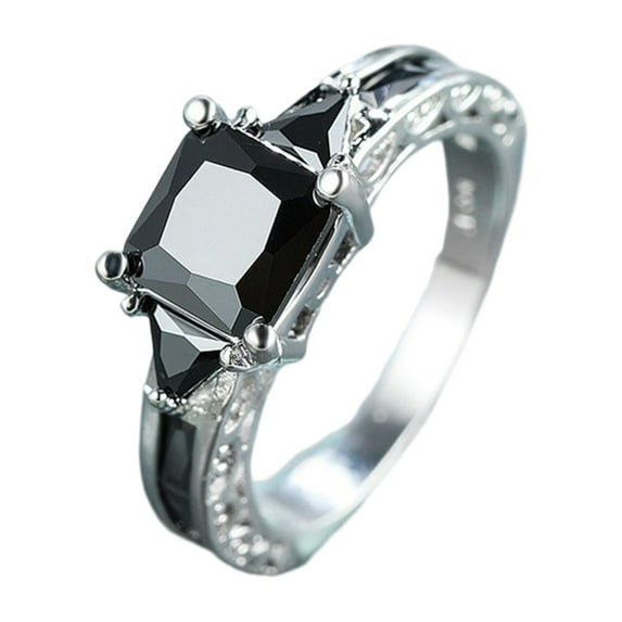 Kripyery Women Ring Cubic Zirconia Europe And America Hollow Out Vintage Geometric Decoration Shining Lady Promise Wedding Band Ring Jewelry Accessory