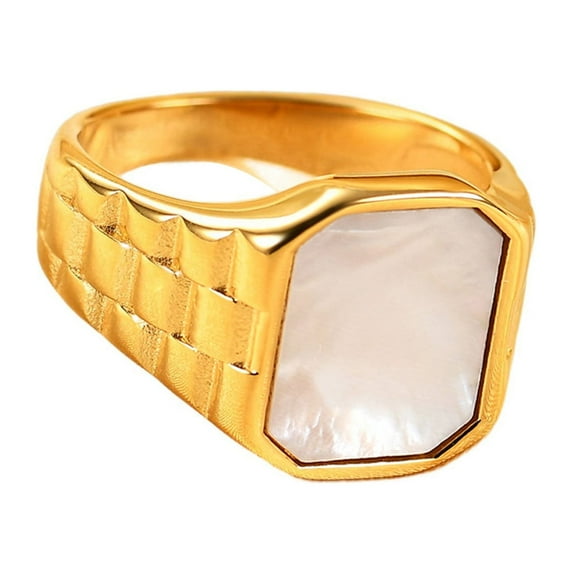 Kripyery Women Ring Simple Style Vibrant Color Rust-proof Fade-Resistant Shiny Decorative Titanium Steel Vintage Luxury Square Lady Ring Fashion Jewelry for Women