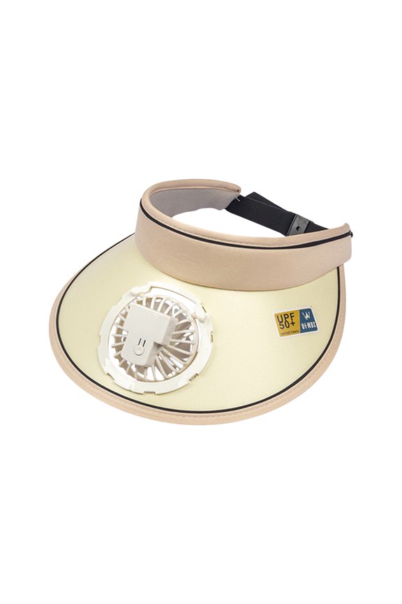 Women Summer Hat with 3 Gear Adjustment Headband Fan, Empty Top USB Charging Anti-UV Wide Brim Windproof Rope Sun Protection Travel Sun Cap Gardening Hat