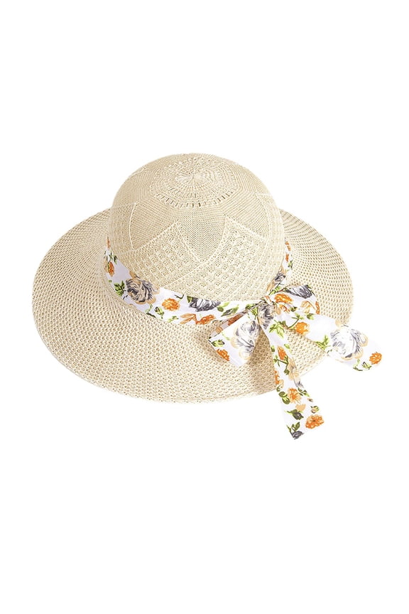 Women Sun Hat Solid Color Breathable Holes Wide Brim Beach Hat Headwear