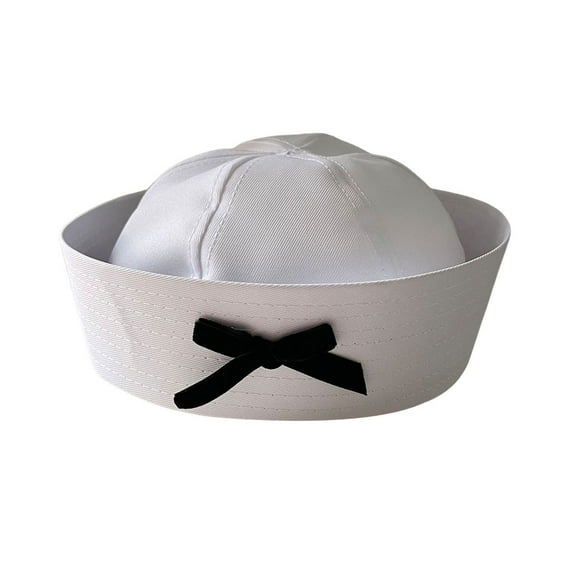 Kripyery Women's Sweet Girl Party Cosplay Cap, Lightweight Washable Solid Color Sailor Hat with Flip Eaves Bow Decor, JK Beret Dome Navy Cap