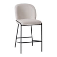 thumbnail image 1 of Kris & Alley Brooks Boucle Fabric Upholstered Counter Height Bar Stool with Metal Legs, 1 of 12