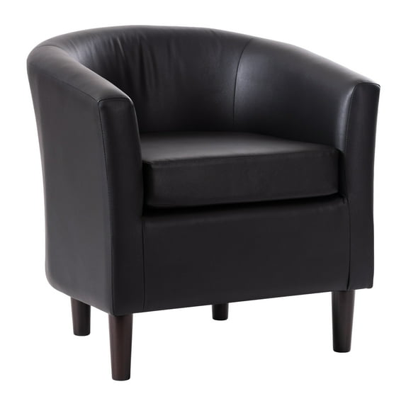 Kris & Ally Scarlet Contemporary Faux Leather Barrel Accent Chair with Removeable Seat Cushion, Black