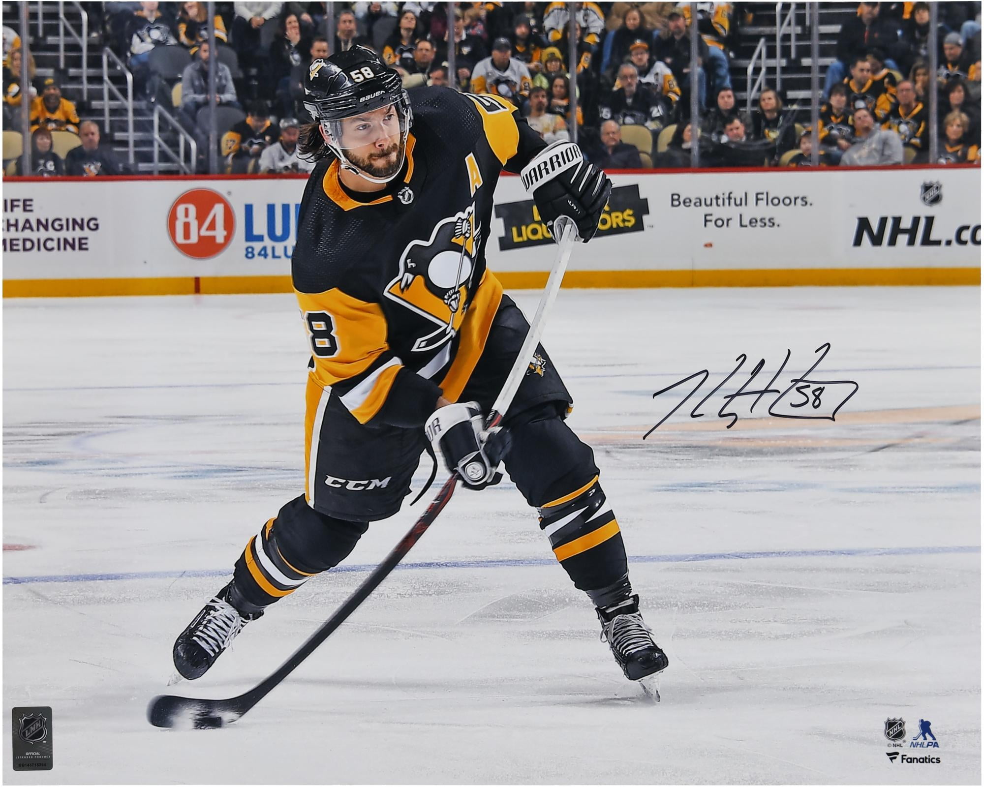 Kris Letang Pittsburgh Penguins Autographed 16" x 20" Black Jersey Shooting Photograph - Fanatics Authentic Certified