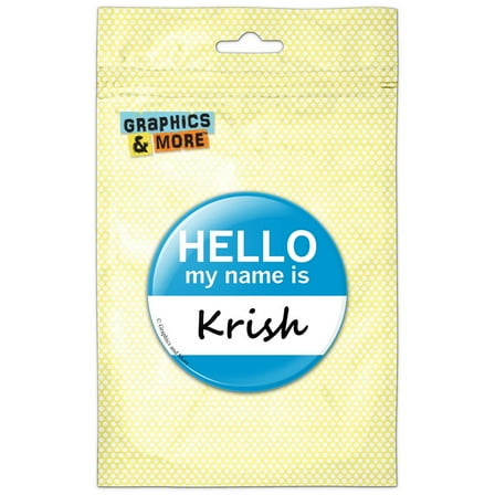 Krish Hello My Name Is Refrigerator Button Magnet