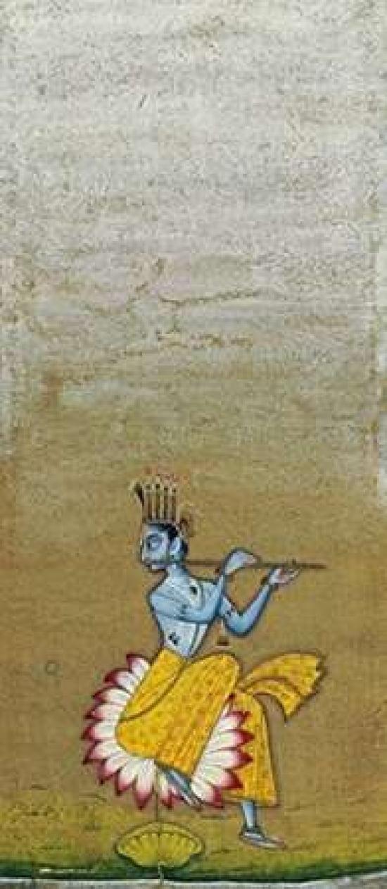 Krishna Fluting Canvas Art - Ustad Murad Bikaner (24 x 48)