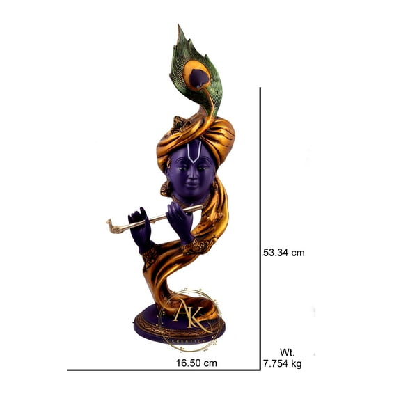 Krishna Statue in Brass, 53.34cm Big Large Size Modern Krishna Brass Idol, Krishna Bhagwan Home Decor,Garden Decor Idol,Hindu Religious Home