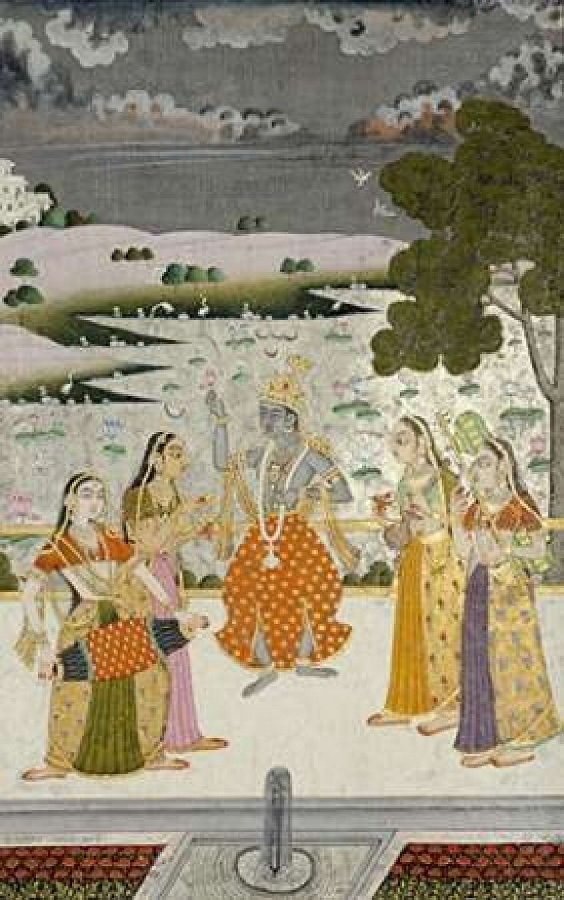 Krishna With The Gopis Canvas Art - Ustad Murad Bikaner (24 x 36)
