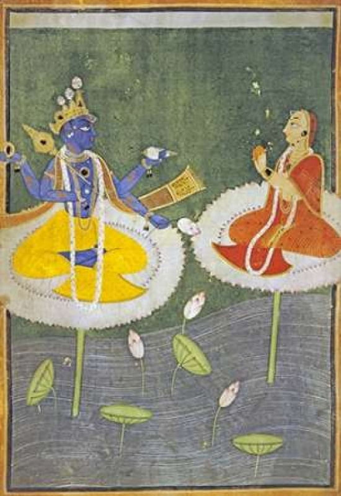 Krishna and Tadha Enthroned Canvas Art - Mankot (20 x 28)