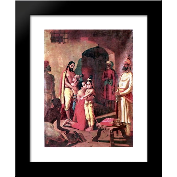 Krishna meets parents 20x24 Framed Art Print by Ravi Varma, Raja