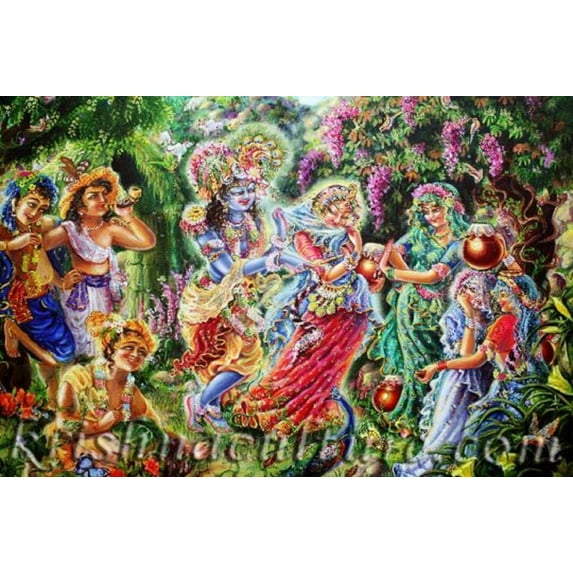 KrishnaCulture Radha Krishna Vraja CV119LA Canvas art 24x36"