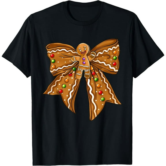 Krismast Coquette Bow Krismast Gingerbread Man Cookie Bow T-Shirt