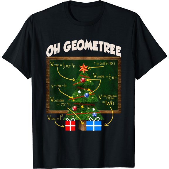 Krismast Geometry Krismast Math Tree Oh Geometree Teacher T-Shirt