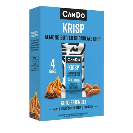 Krisp Nutrition Protein-Rich Snack Bars, Almond Butter Chocolate Chip, 4-Pack
