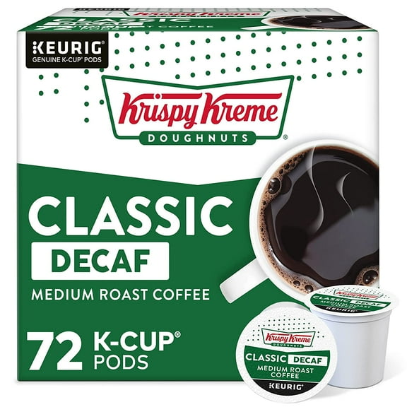 Krispy Kreme Classic Decaf Keurig Single-Serve K-Cup Pods, Light Roast Coffee, 72 Count (6 Packs of 12)