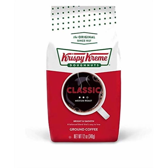 Krispy Kreme Doughnuts, Classic, Ground Coffee, Medium Roast, Bagged 12oz