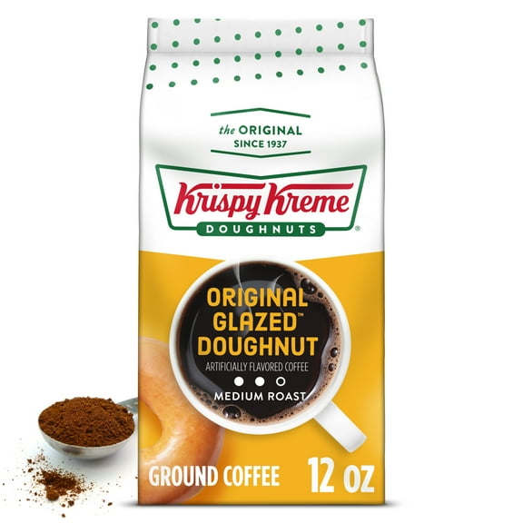 Krispy Kreme Doughnuts, Original Glazed Donut Medium Roast Ground Coffee, Bagged 12 oz