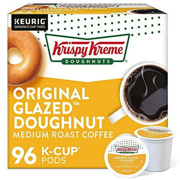 Krispy Kreme Doughnuts, Original Glazed Doughnut, Keurig Single Serve K-Cup Pods, Medium Roast Coffee, 96 Count (4 Packs of 24)