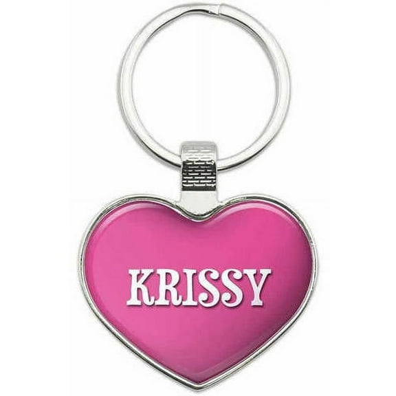 Krissy - Names Female Metal Heart Keychain Key Chain Ring, Multiple Colors Available