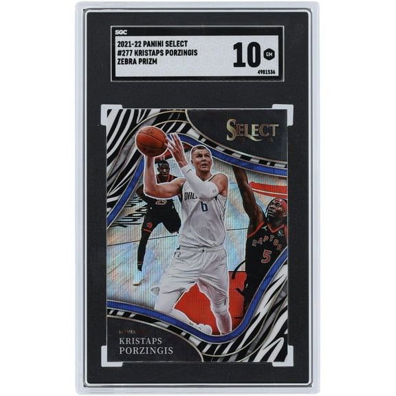 Kristaps Porzingis Dallas Mavericks 2021-22 Panini Select Zebra Prizm Courtside #277 SGC Authenticated 10 Card - Fanatics Authentic Certified