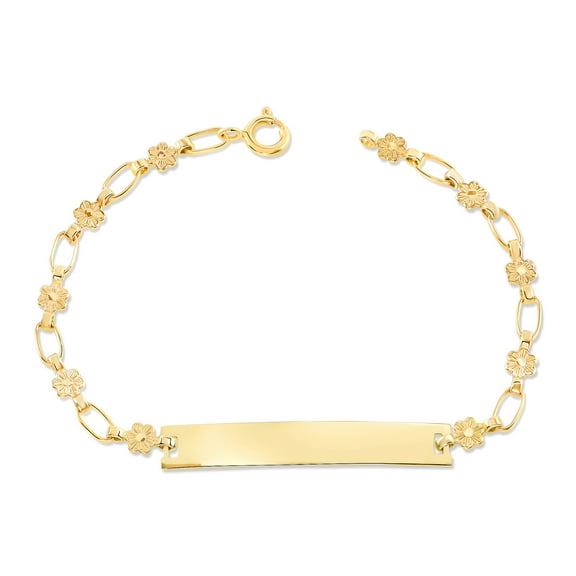 Kristen Kesho Kids Sterling Silver & 18K Gold-Plated Flower Engravable ID Bracelet, 6"