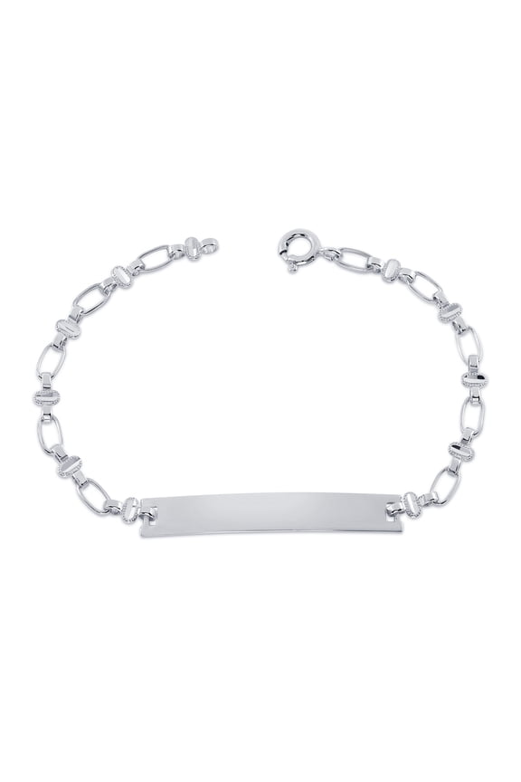Kids Sterling Silver Oval Engravable ID Bracelet, 6"