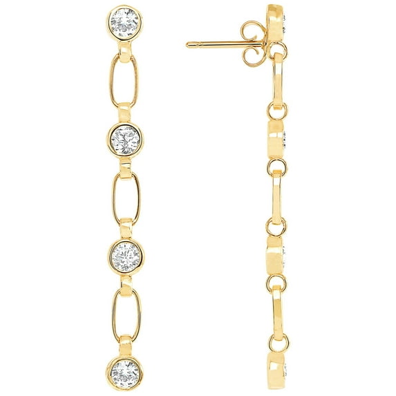 Kristen Kesho Sterling Silver, 18 Karat Gold-plated White CZ Dangle and Drop Earrings